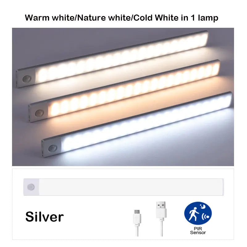 20/30/40CM USB Rechargeable Motion Sensor Light Wireless 3 Colors Dimming LED Closet Light Kitchen Led Cabinet Lamp For Xiaomi
