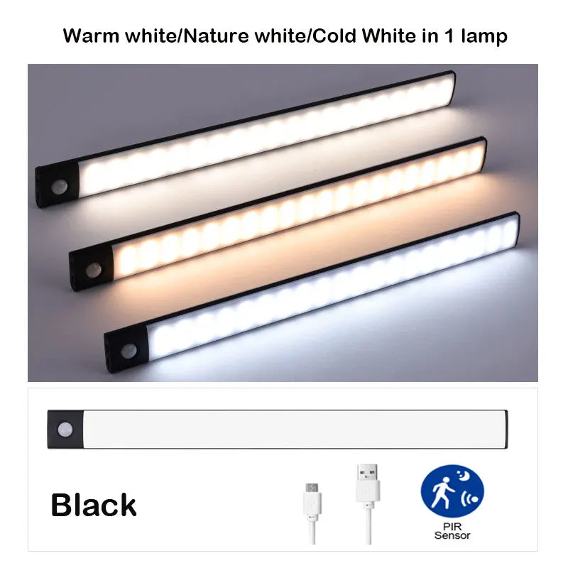20/30/40CM USB Rechargeable Motion Sensor Light Wireless 3 Colors Dimming LED Closet Light Kitchen Led Cabinet Lamp For Xiaomi