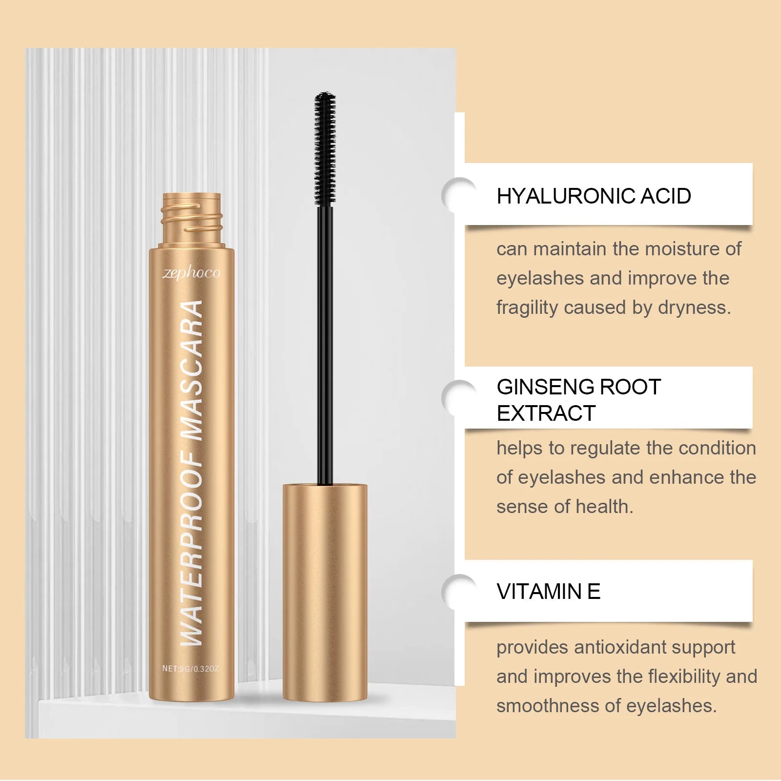 ZEPHOCO Black Curling Mascara Natural Long Curling Non-Caking Long-Lasting Styling Daily Mascara