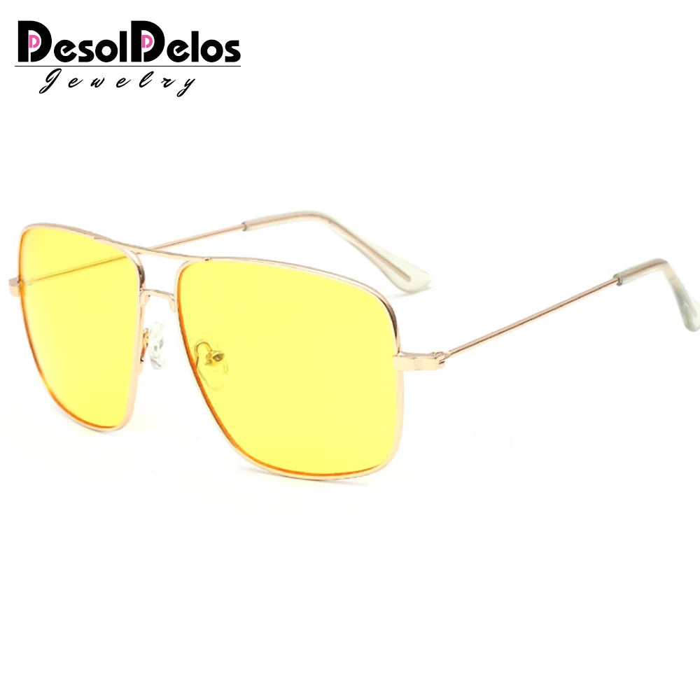 DesolDelos Vintage Gold Metal Frame Eyeglasses Mens Womens Sun glasses Retro Square Optical Lens Eyewear Nerd Clear Lens Glasses