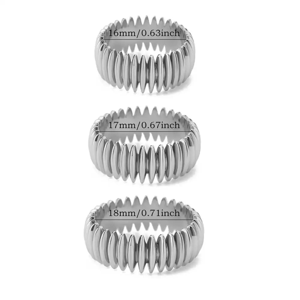 Gothic Stripe Rings for Women Stainless Steel Gold Color Ring Vintage Couple Band Aesthetic Jewelry Finger Accessories anillos