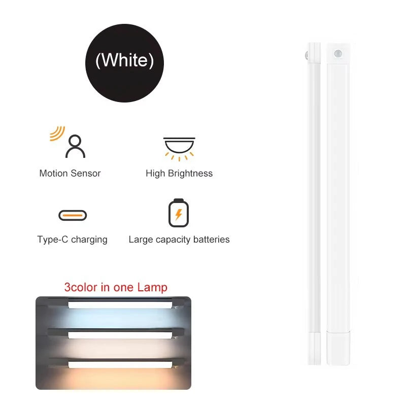 20/30/40CM USB Rechargeable Motion Sensor Light Wireless 3 Colors Dimming LED Closet Light Kitchen Led Cabinet Lamp For Xiaomi