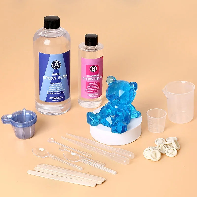 Epoxy Resin Kit Crystal Clear Easy Mixing AB Resin with Sticks,Graduated Cups and Gloves for Jewelry Making DIY Art Crafts