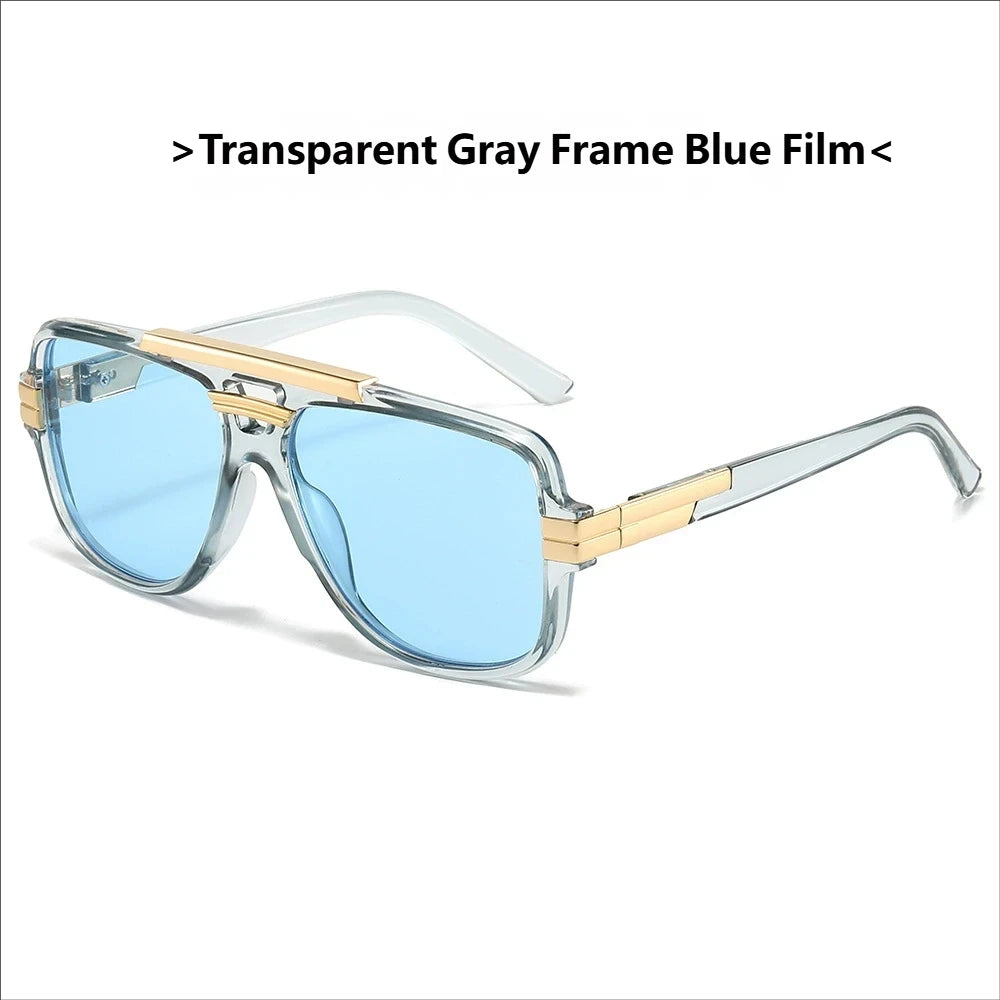 Classic Vintage Sunglasses Male Female Ultraviolet Protection UV400 Sun Glasses Double Bridge Full Rim Metal Square Frame Shade