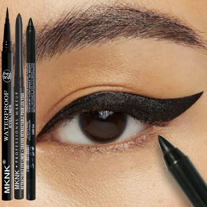 Black Waterproof Eyeliner Pencil Smooth Matte Eye Liner Smudge-proof Liquid Eyeliner Pen Lasting &beginner-friendly Eye Makeup