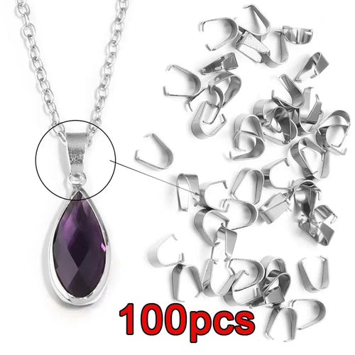 100pcs Stainless Steel Clasps Bails Charm Melon Seeds Buckle Pendant DIY Necklace Bracelet Connectors Jewelry Findings