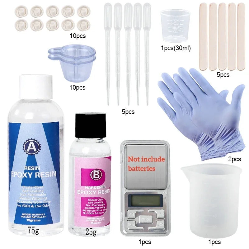 Epoxy Resin Kit Crystal Clear Easy Mixing AB Resin with Sticks,Graduated Cups and Gloves for Jewelry Making DIY Art Crafts