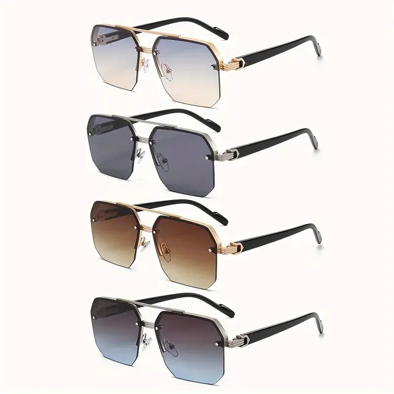 Classic Half-Frame Fashion Glasses for Men & Women - Vintage Style, Slimming Effect for Driving & Outdoor Adventures Gradient