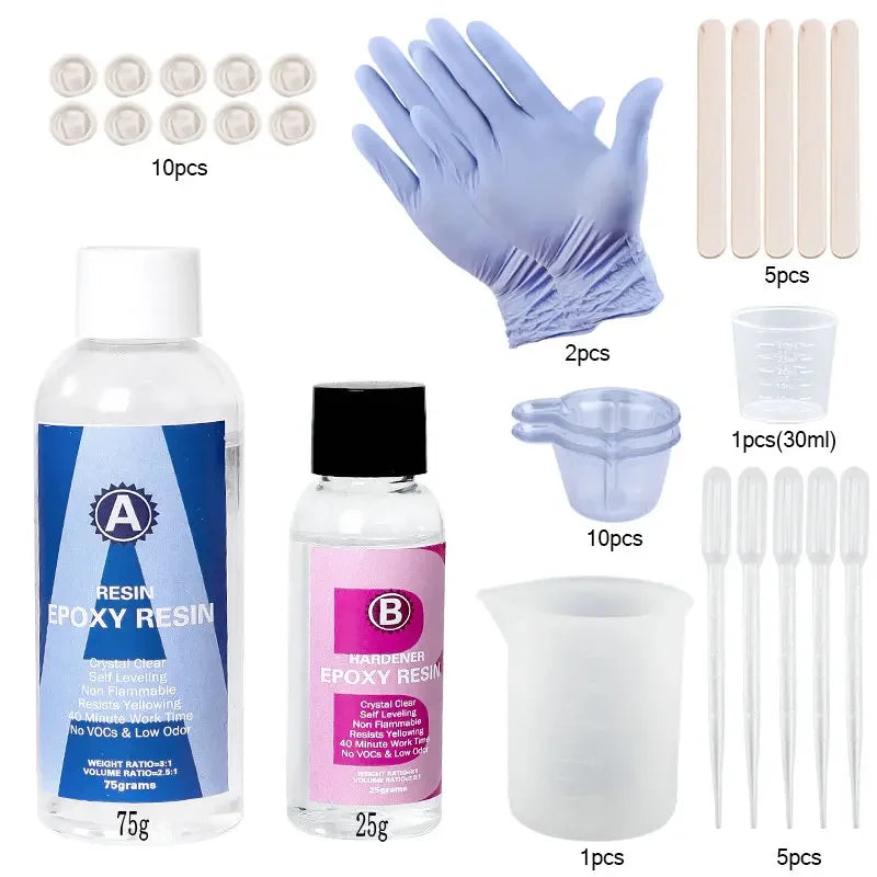 Epoxy Resin Kit Crystal Clear Easy Mixing AB Resin with Sticks,Graduated Cups and Gloves for Jewelry Making DIY Art Crafts