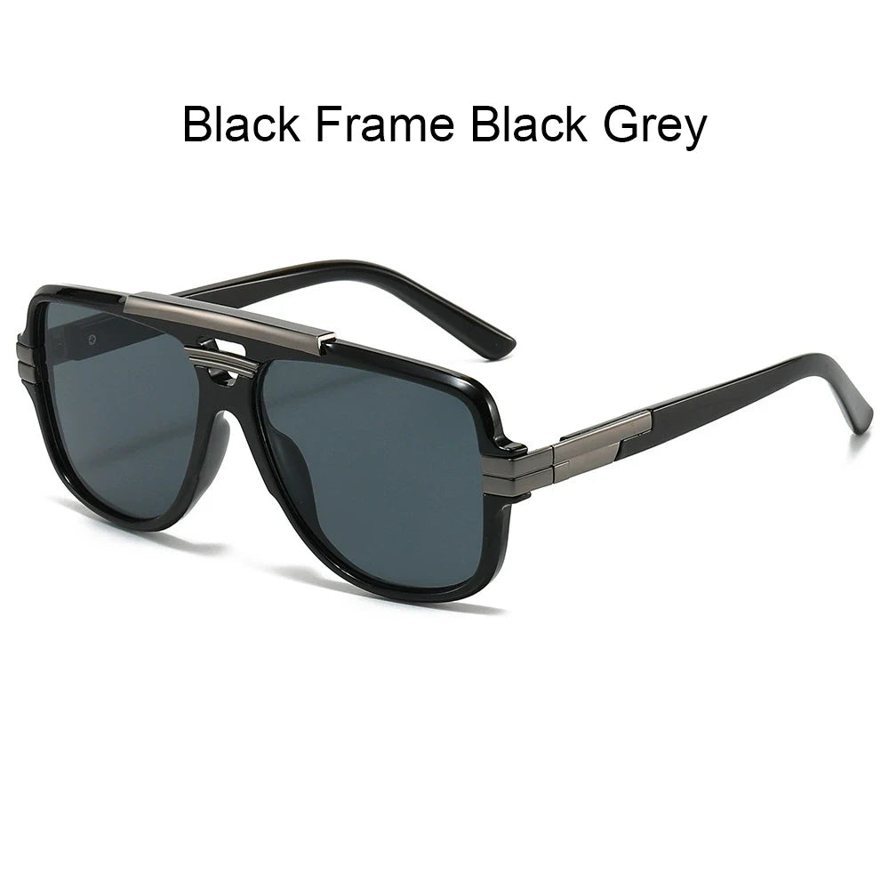Classic Vintage Sunglasses Male Female Ultraviolet Protection UV400 Sun Glasses Double Bridge Full Rim Metal Square Frame Shade