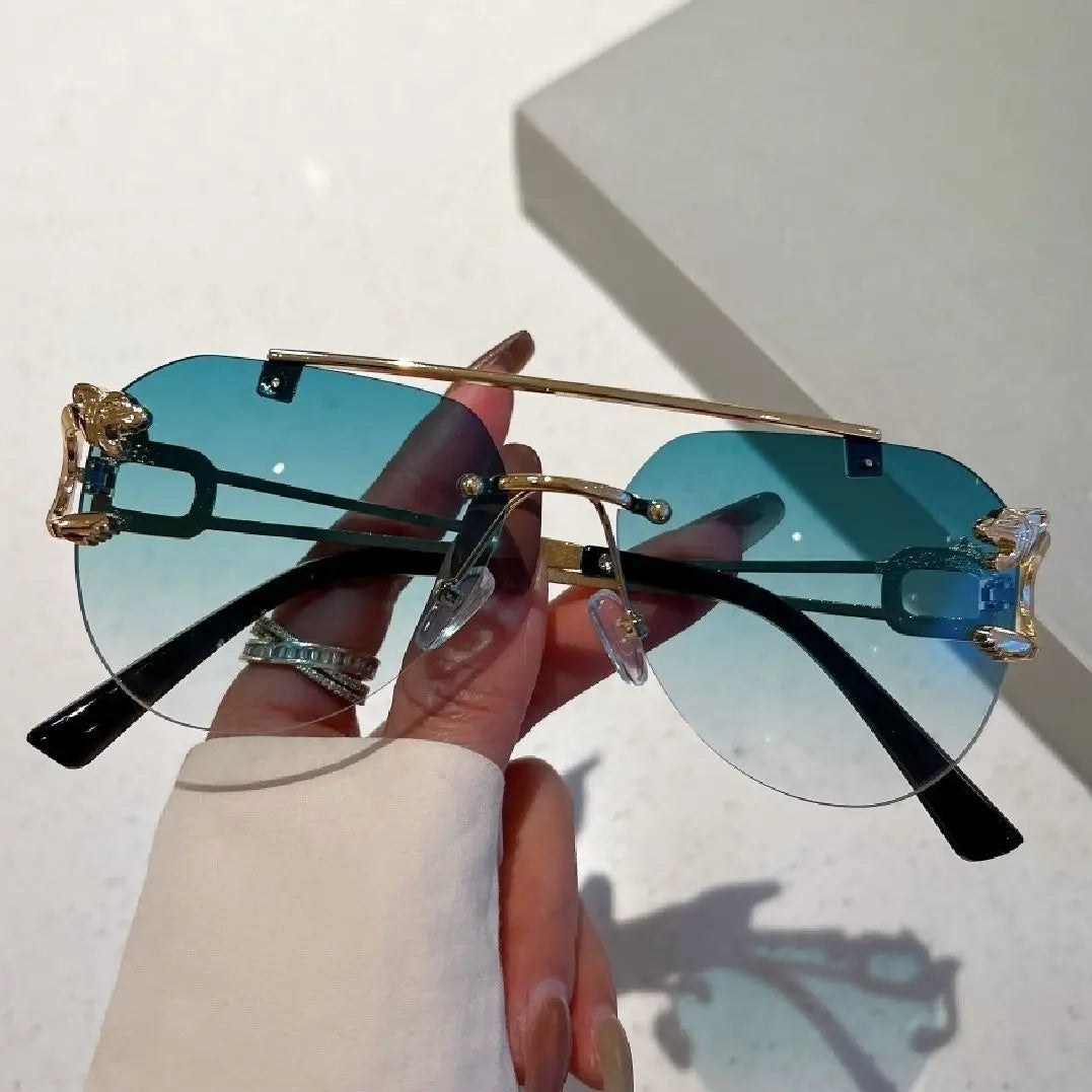 2023 Sunglasses Women Luxury Rimless Vintage Fashion Glasses Lunette Oversized Shades De Soleil Femme Gafas De Sol Mujer Lentes