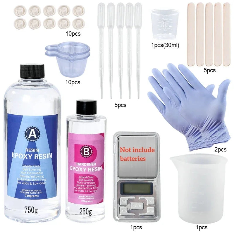 Epoxy Resin Kit Crystal Clear Easy Mixing AB Resin with Sticks,Graduated Cups and Gloves for Jewelry Making DIY Art Crafts